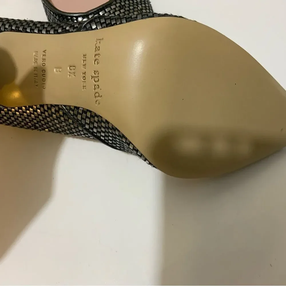 NWOB Kate Spade textured metallic woven heel 8.5 B